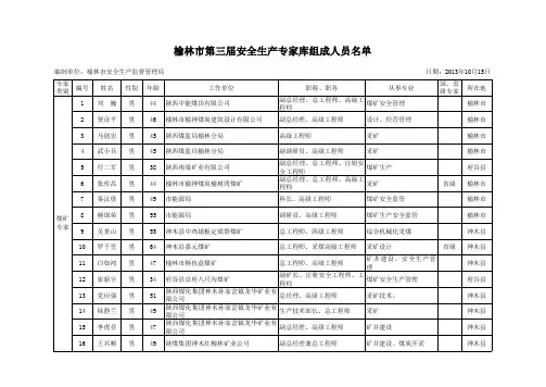 榆林市第三届安全生产专家库组成人员名单8
