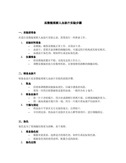 显微镜观察人血涂片实验步骤