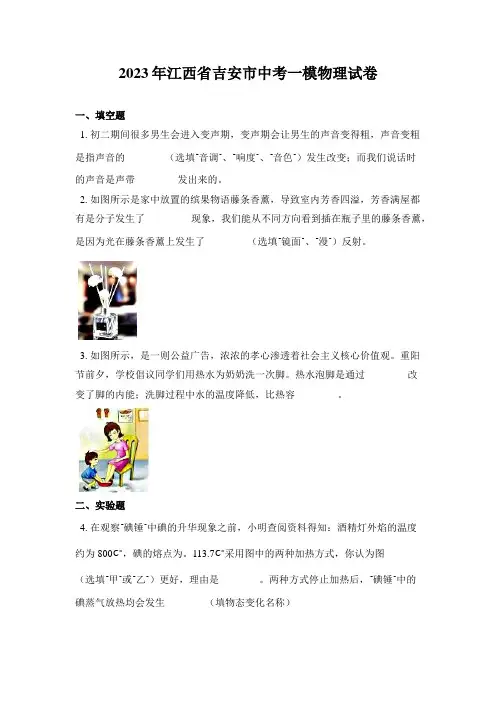 2023年江西省吉安市中考一模物理试卷
