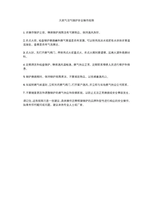 天然气沼气锅炉安全操作规程