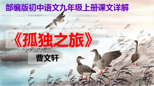 PPT《孤独之旅》部编版初中语文九年级上册课文详解