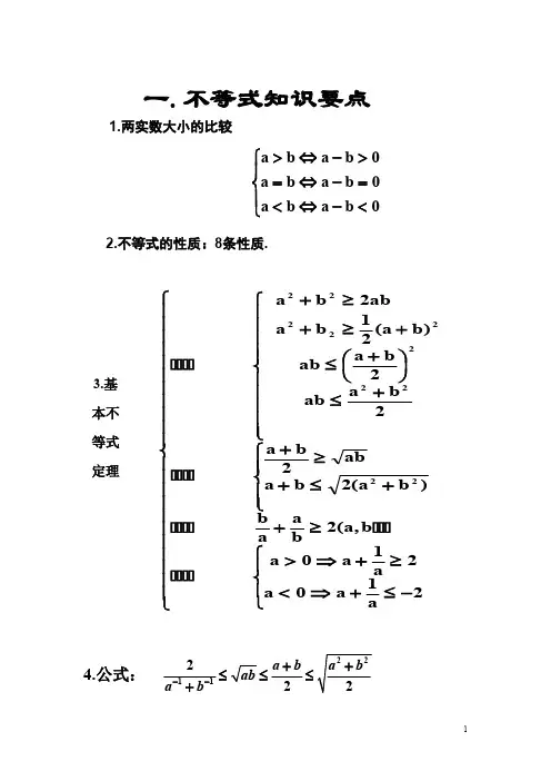 (完整版)高中数学人教版必修五不等式知识点最完全精炼总结,推荐文档
