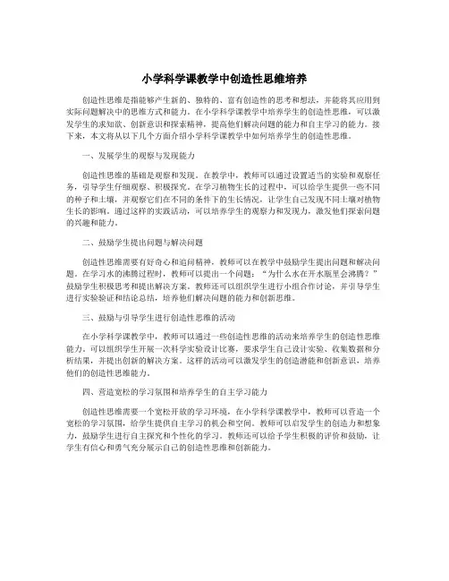 小学科学课教学中创造性思维培养