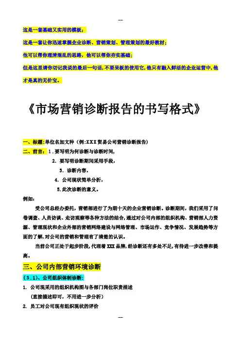 市场营销诊断报告