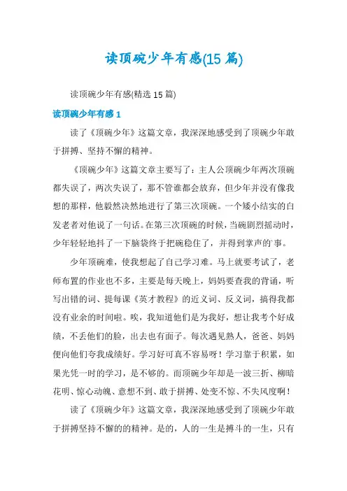 读顶碗少年有感(15篇)