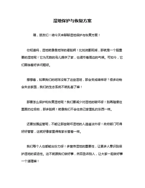 湿地保护与恢复方案