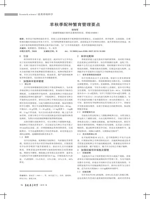 羊秋季配种繁育管理要点