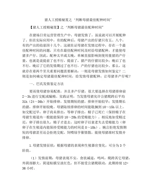 猪人工授精秘笈之‘判断母猪最佳配种时间’