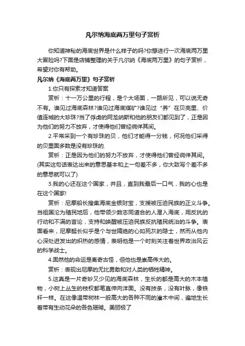 凡尔纳海底两万里句子赏析