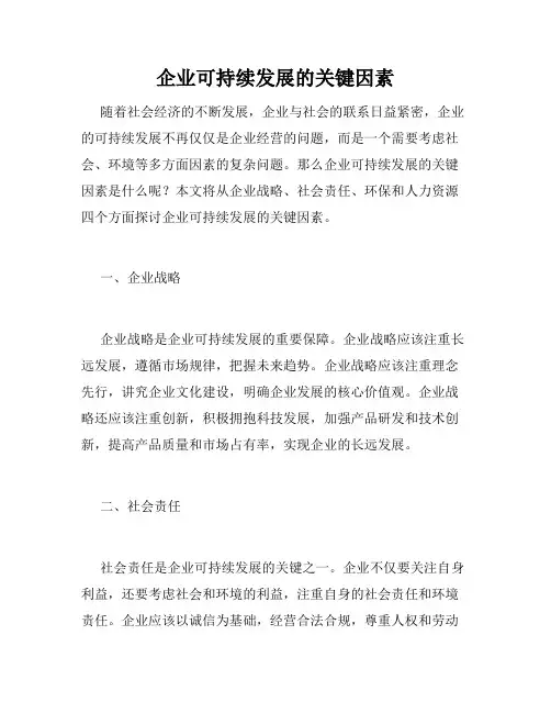 企业可持续发展的关键因素