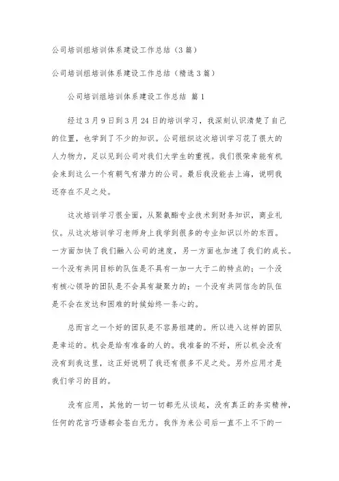 公司培训组培训体系建设工作总结(3篇)