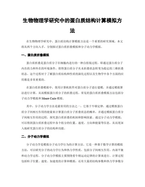 生物物理学研究中的蛋白质结构计算模拟方法