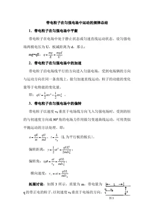 带电粒子在匀强电场中运动的规律总结