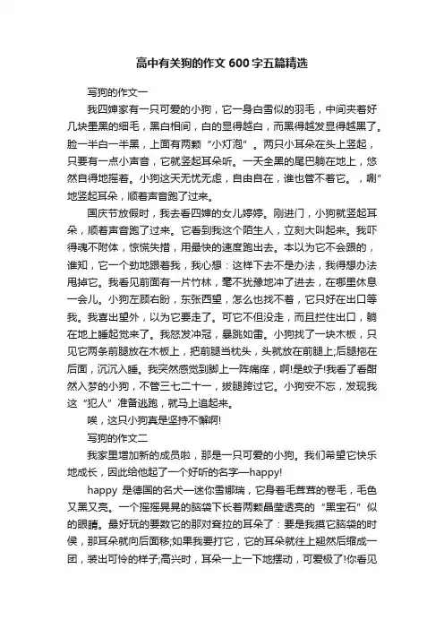 高中有关狗的作文600字五篇精选