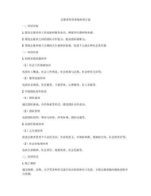 志愿者培训基地培训计划