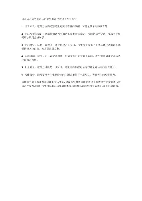 山东成考英语二题型