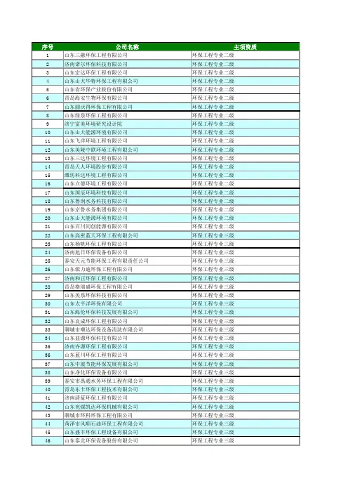 山东环保公司资质表