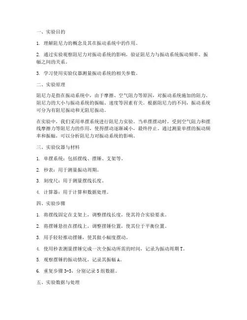 阻尼力实验报告