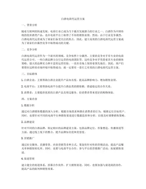 白酒电商代运营方案