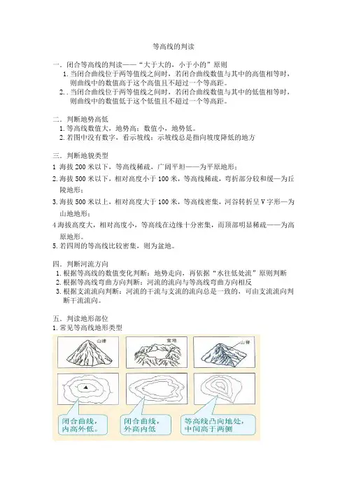 高中地理：等高线的判读