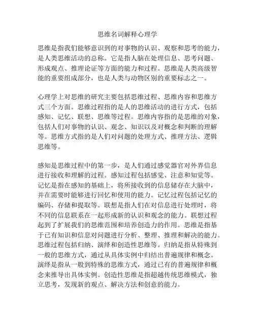 思维名词解释心理学