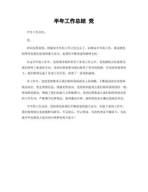 半年工作总结 党