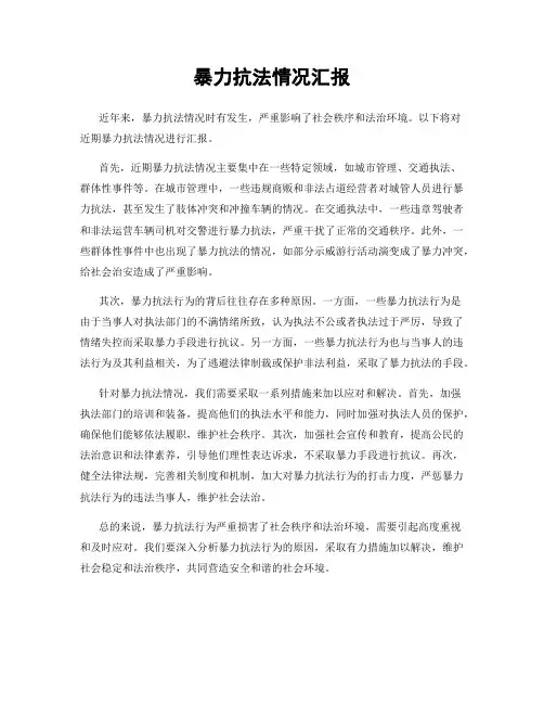 暴力抗法情况汇报
