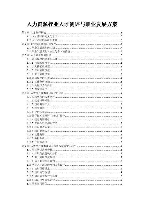 人力资源行业人才测评与职业发展方案