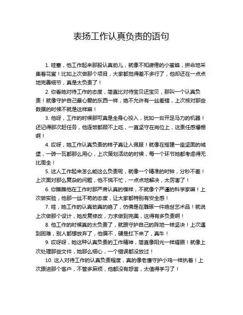 表扬工作认真负责的语句