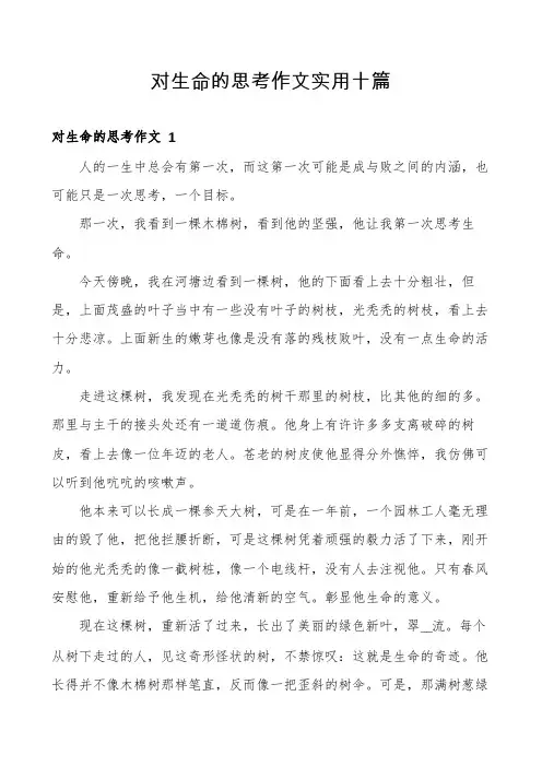 对生命的思考作文实用十篇