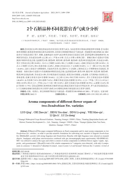 2_个石斛品种不同花器官香气成分分析