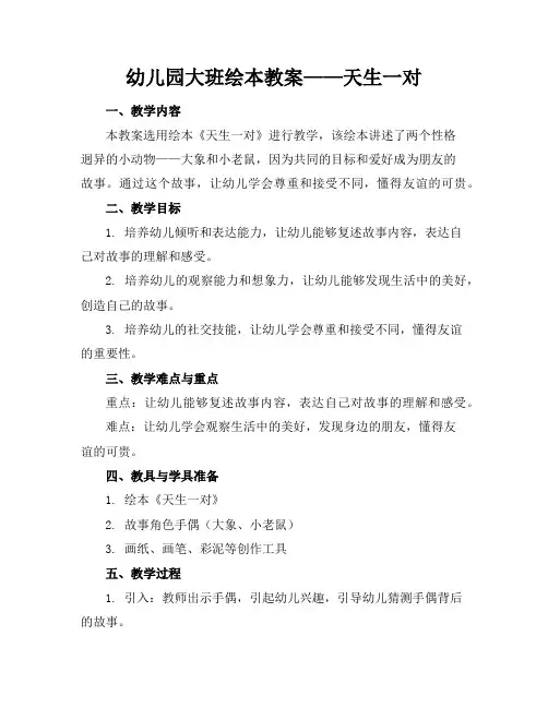 幼儿园大班绘本教案——天生一对