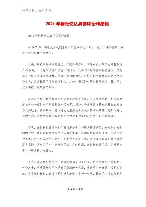 202X年橱柜使用心得体会和感悟