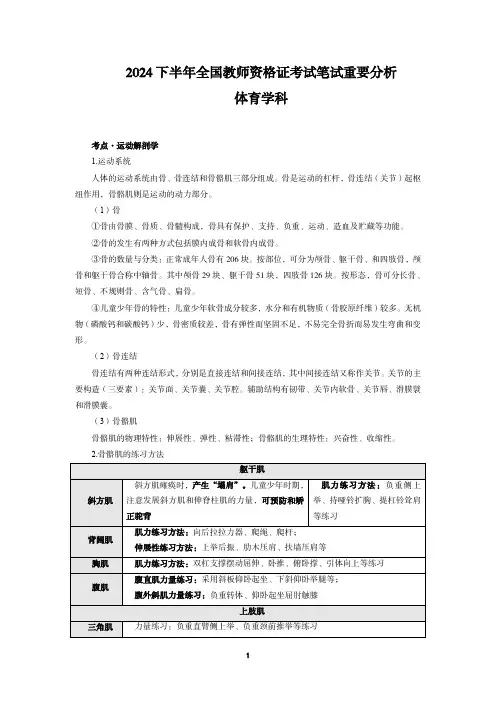 2024下半年教师资格证笔试预测知识点-高中体育
