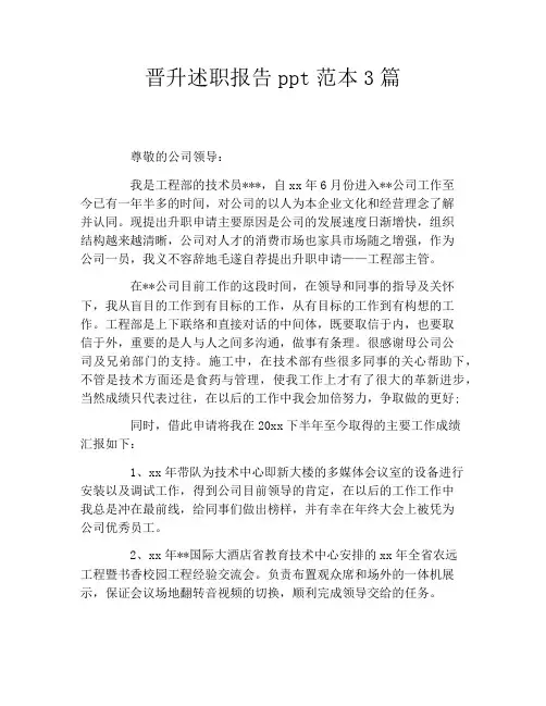 晋升述职报告ppt范本3篇