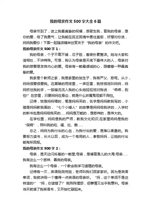 我的母亲作文500字大全6篇