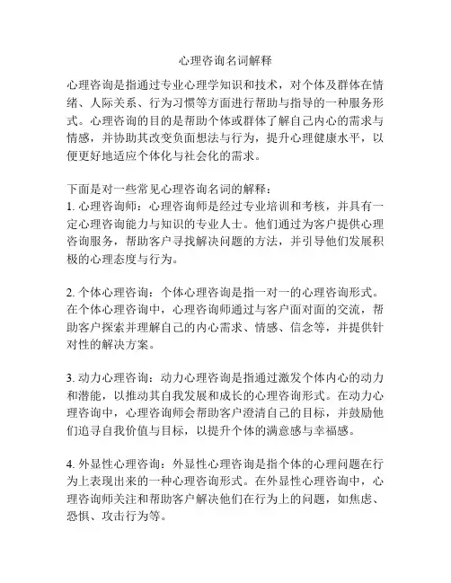 心理咨询名词解释