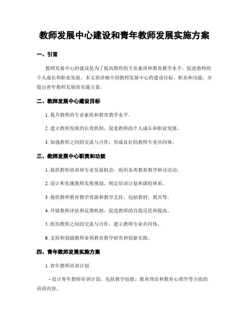 教师发展中心建设和青年教师发展实施方案