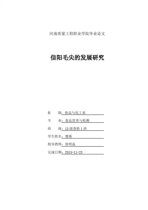 信阳毛尖的发展研究