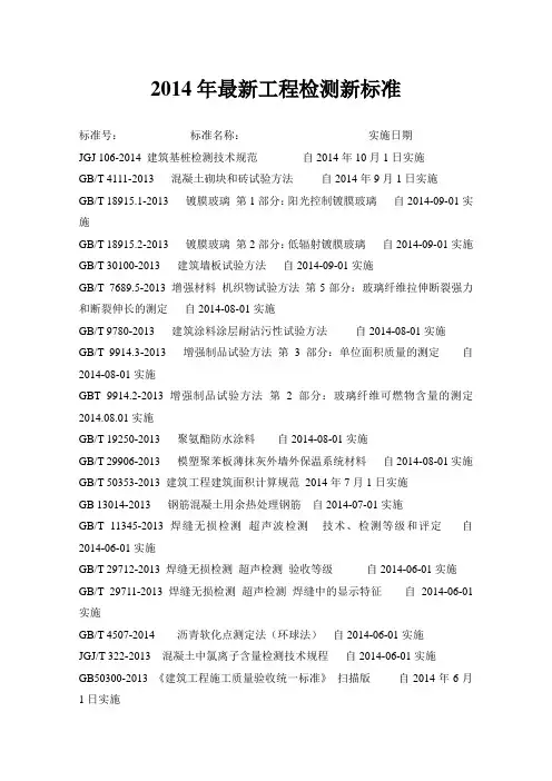 2014年最新工程检测新标准