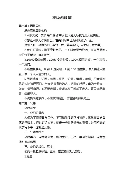 团队公约[5篇]