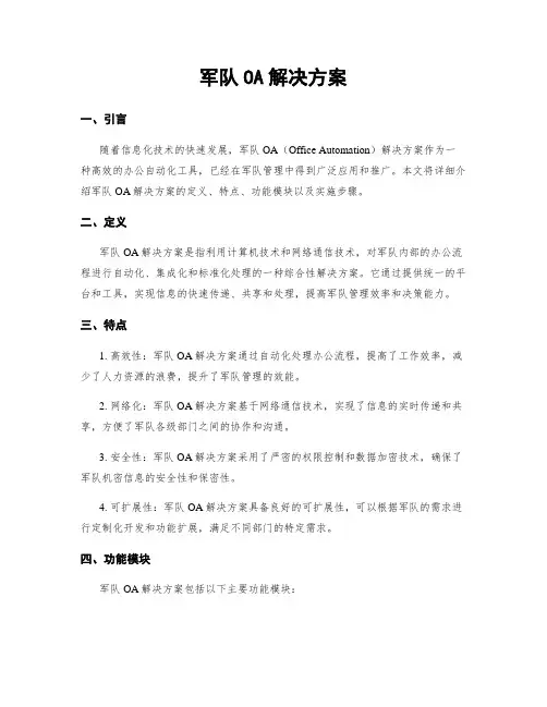 军队OA解决方案