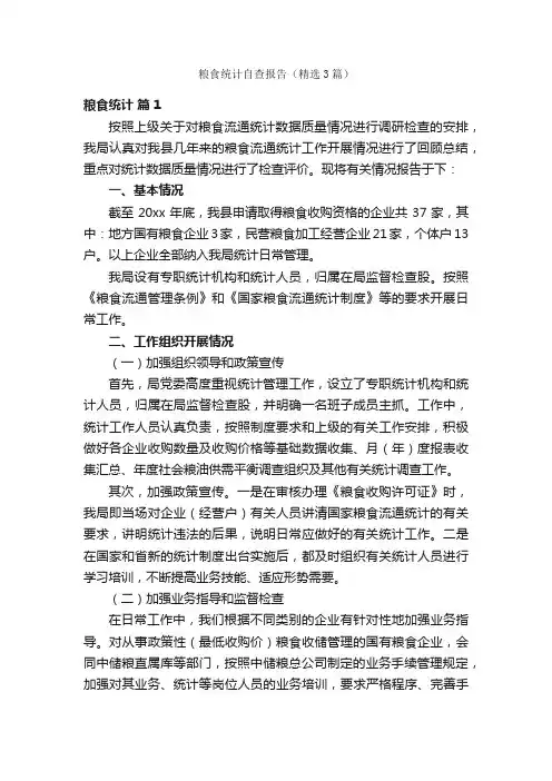 粮食统计自查报告（精选3篇）