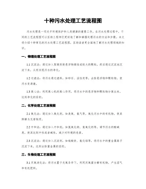 十种污水处理工艺流程图