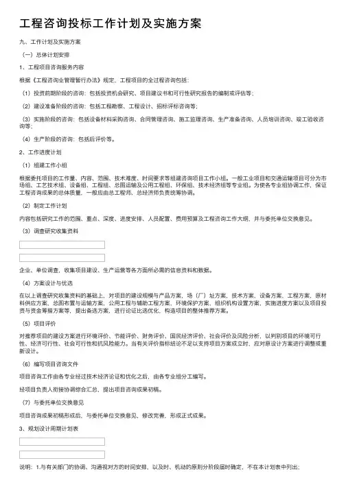 工程咨询投标工作计划及实施方案