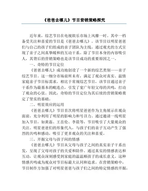 《爸爸去哪儿》节目营销策略研究