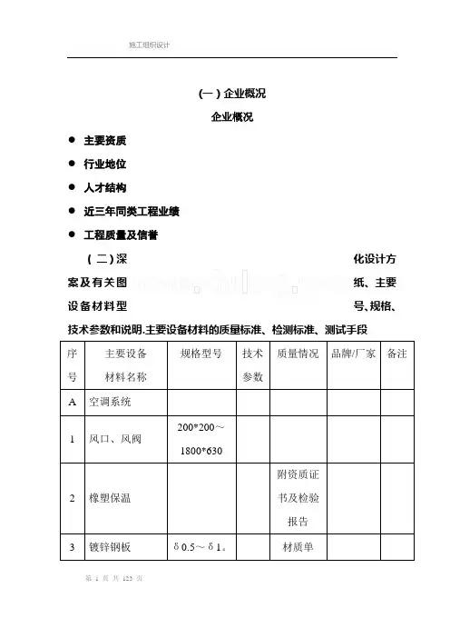 制剂车间洁净空调工程施工组织设计