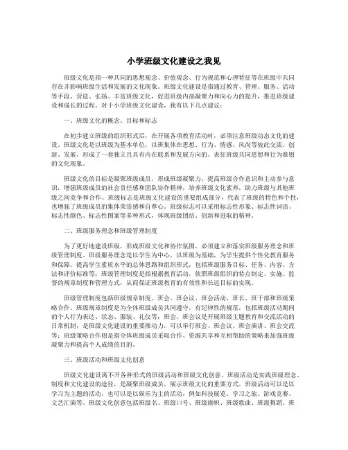 小学班级文化建设之我见