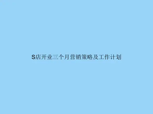 S店开业三个月营销策略及工作计划