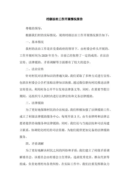 村级法治工作开展情况报告
